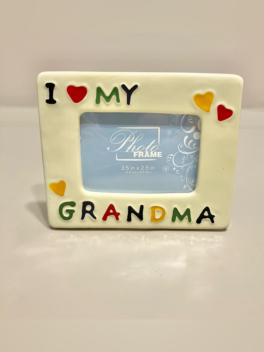 Vintage 90s Ceramic I LOVE MY‎ GRANDMA Photo Picture Frame 3.5 x 2.5